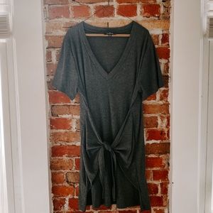 Lulu’s Ribbed Grey Tie Sweater Dress